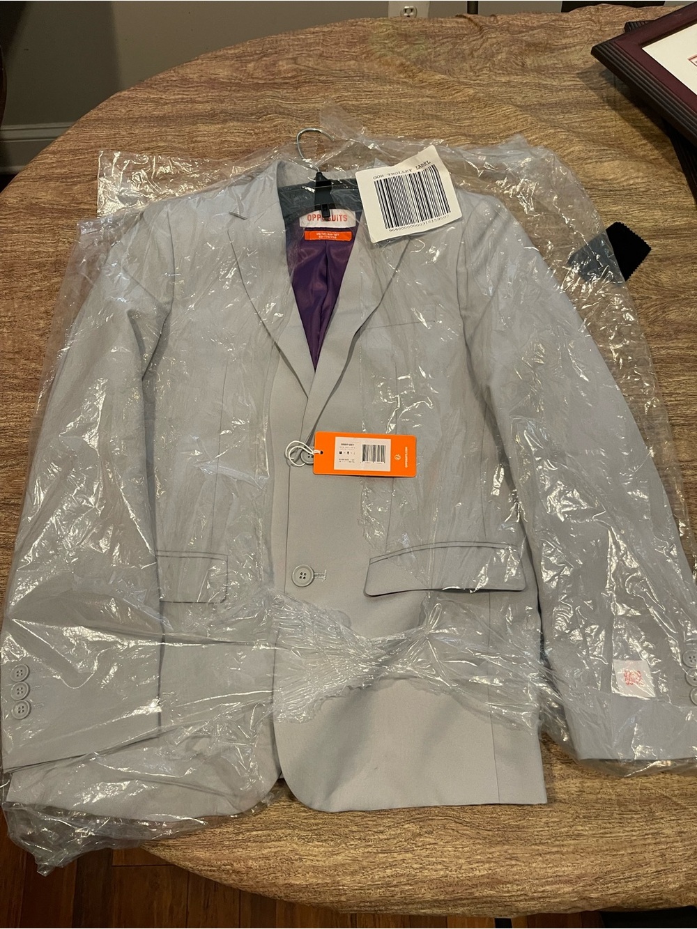 OppoSuits Light Gray Blazer with Purple Lining
